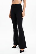 Black flare pants model shot