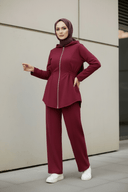 Burgundy hooded set - chic styling