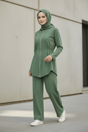 Sage green hooded set - chic styling